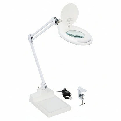 White 100V Articulating Arm 3 Diopter Desk Lamp