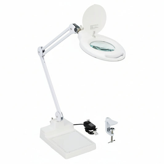 White 100V Articulating Arm 3 Diopter Desk Lamp